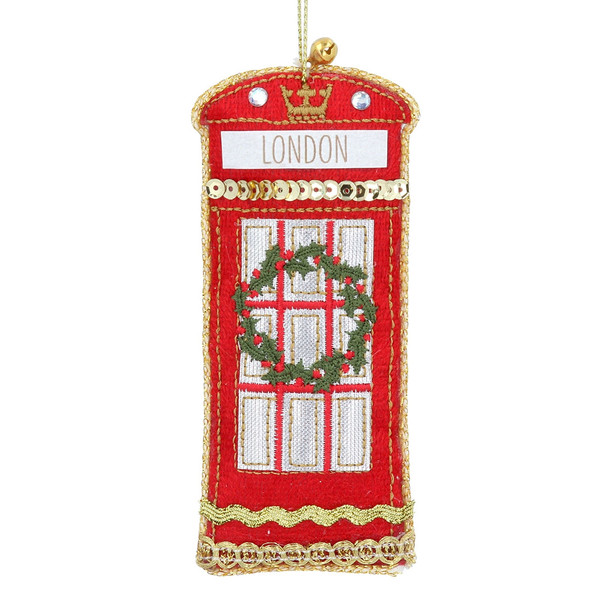 Luxury Fabric Telephone Box with Wreath Christmas 