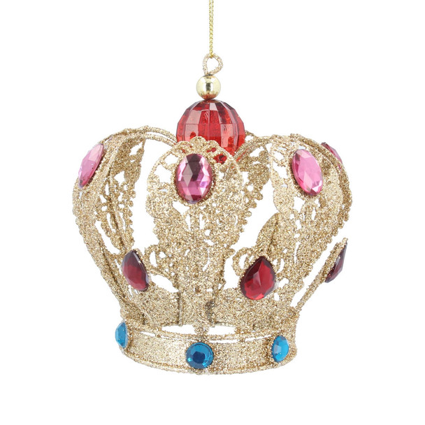 Glitter Coloured Jewel Crown Decoration
