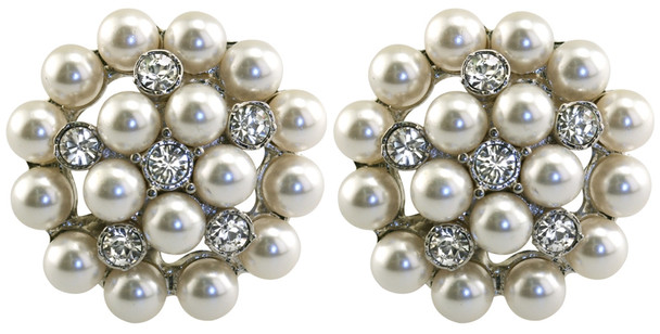 Duchess of Windsor Pearl & Swarovski Diamond Earrings