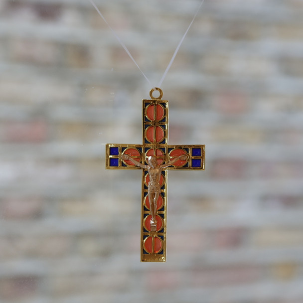 Gold Coloured Glass Crucifix