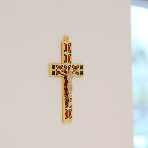 Gold Coloured Glass Crucifix