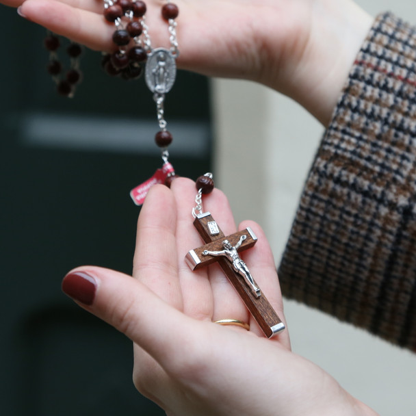 Dark Wood Double Wire Rosary