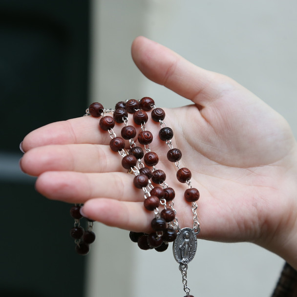 Dark Wood Double Wire Rosary
