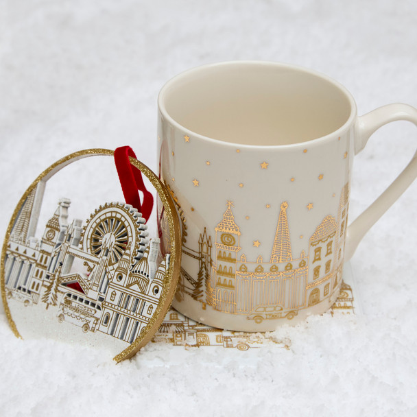 Gold London Scene Porcelain Coaster