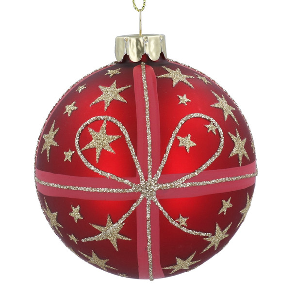Red and Gold Glitter Stars Bauble