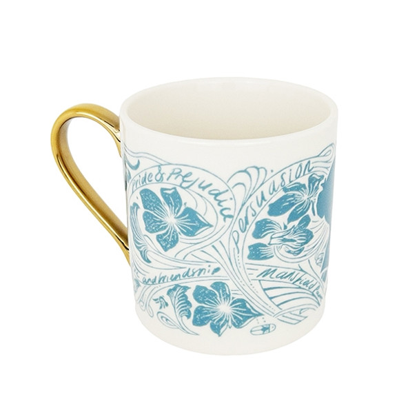 Jane Austen Blue Silhouette Mug