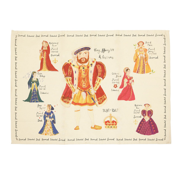 Henry VIII and his Six Wives Cotton Tea Towel