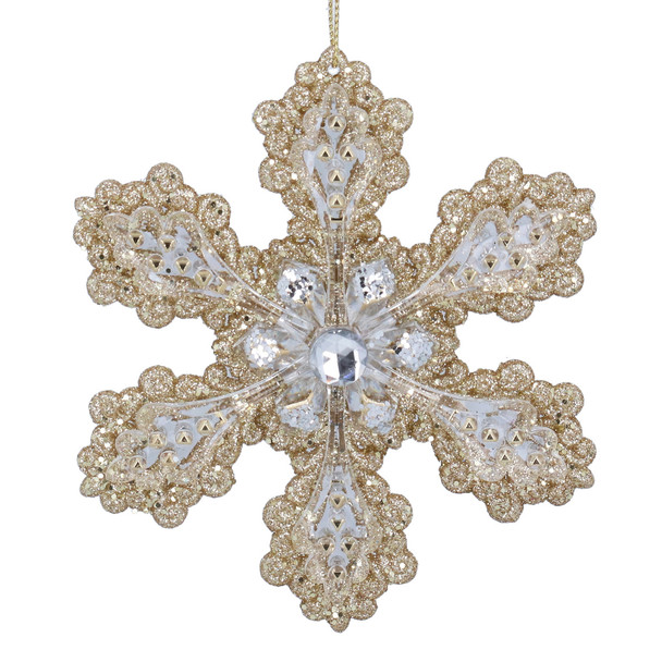 Gold Snowflake Acrylic and Diamante Decoration