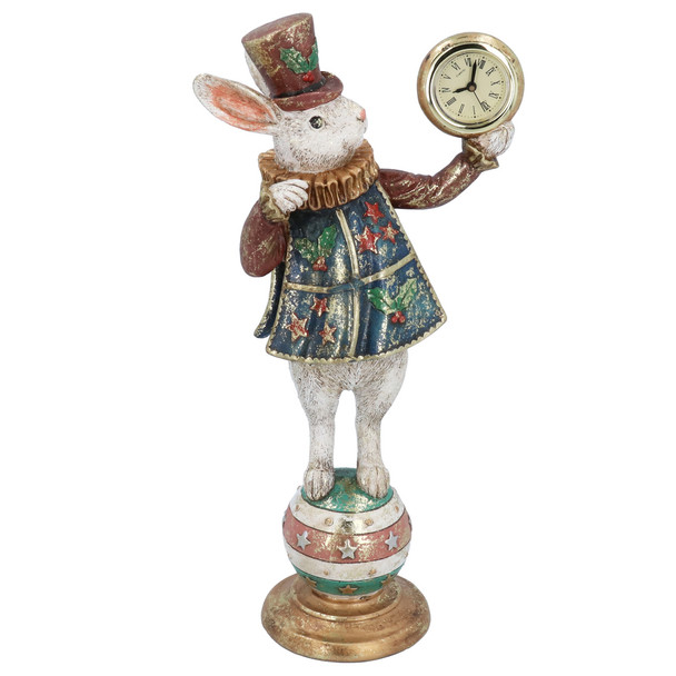 Alice in Wonderland White Rabbit with Clock on Ball