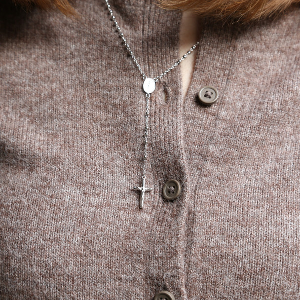 Sterling Silver Rosary Necklace