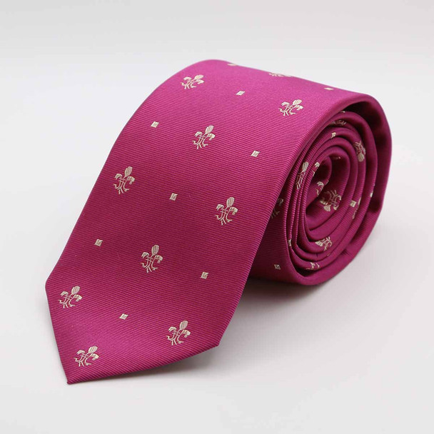 Claret Fleur De Lys Silk Tie