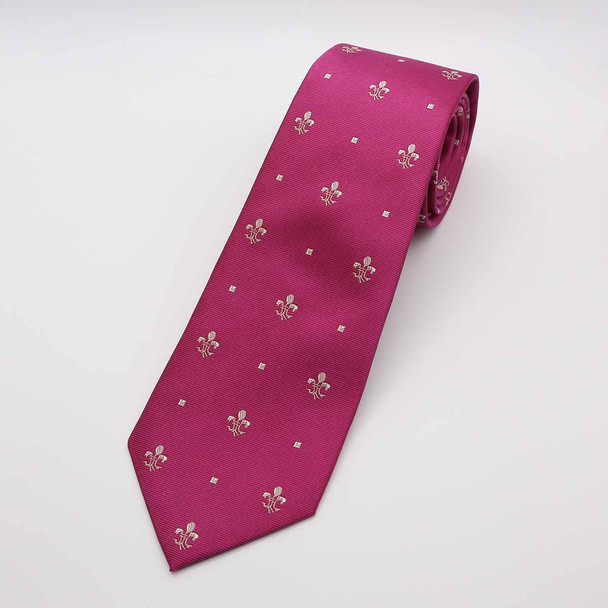 Claret Fleur De Lys Silk Tie