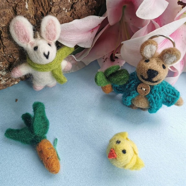 Easter Bunny Chick and Carrot Felt Decoration Set