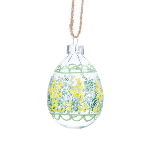 Glass Egg Mimosa Decoration