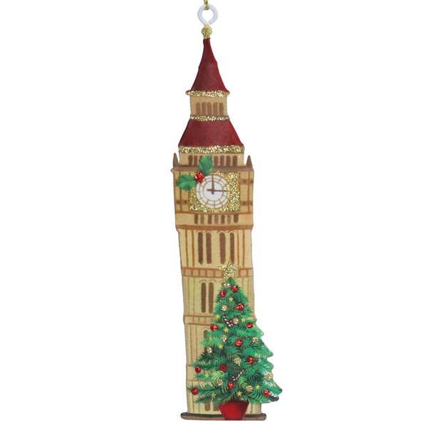 Big Ben with Christmas Tree Tin Decoration
