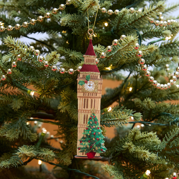 Big Ben with Christmas Tree Tin Decoration