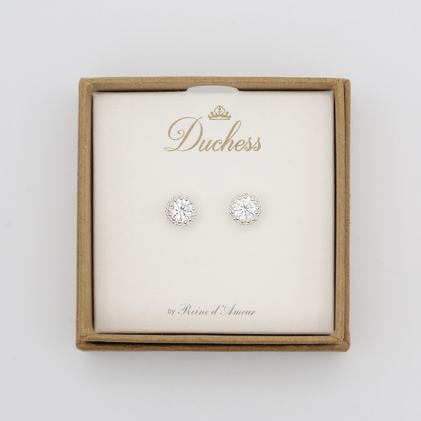 Silver Crown Stud Earrings