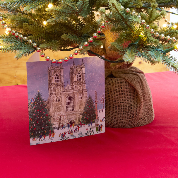 Westminster Abbey Snowy Scene Christmas Cards Pack of 10