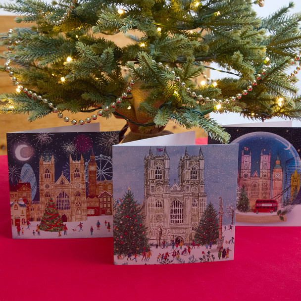 Westminster Abbey Snowy Scene Christmas Cards Pack of 10
