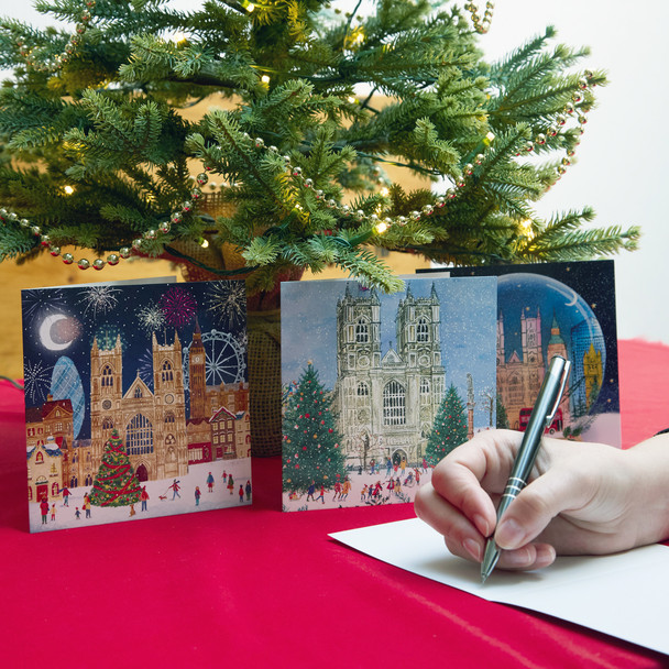 Westminster Abbey Snowy Scene Christmas Cards Pack of 10