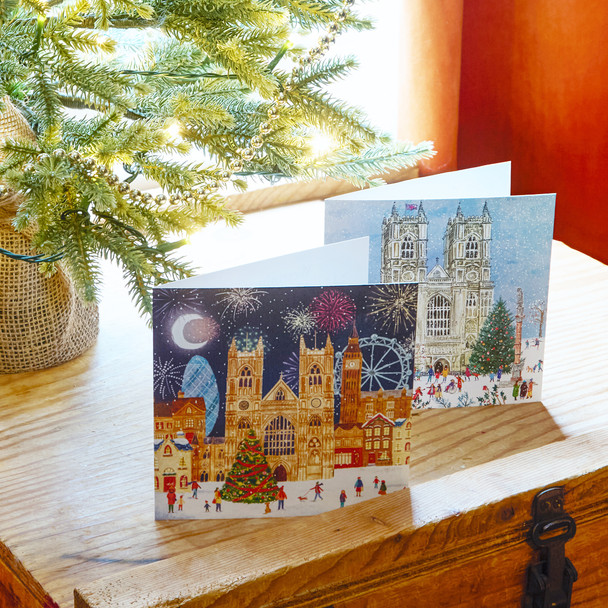 Westminster Abbey Snowy Scene Christmas Cards Pack of 10