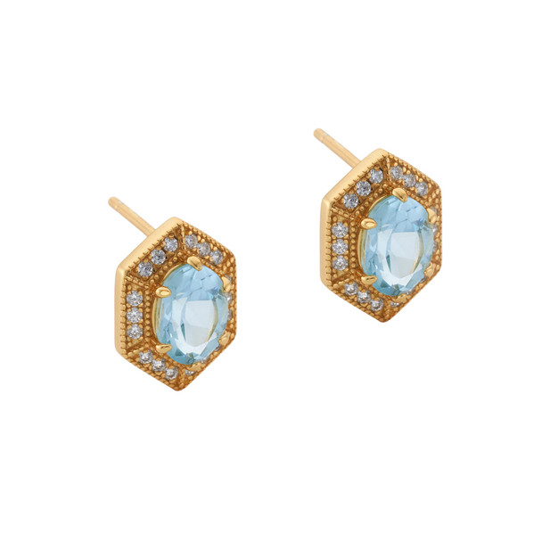 Royal Hexagon 18k Gold Plated Earrings