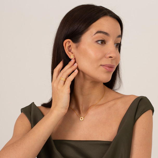 Reina Crown 24k Gold Plated Floral Earrings