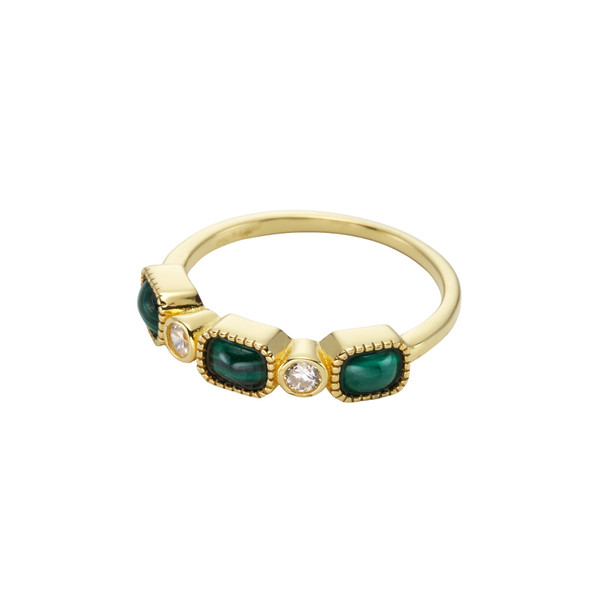Queen Victoria 18k Gold Plated Malachite Ring