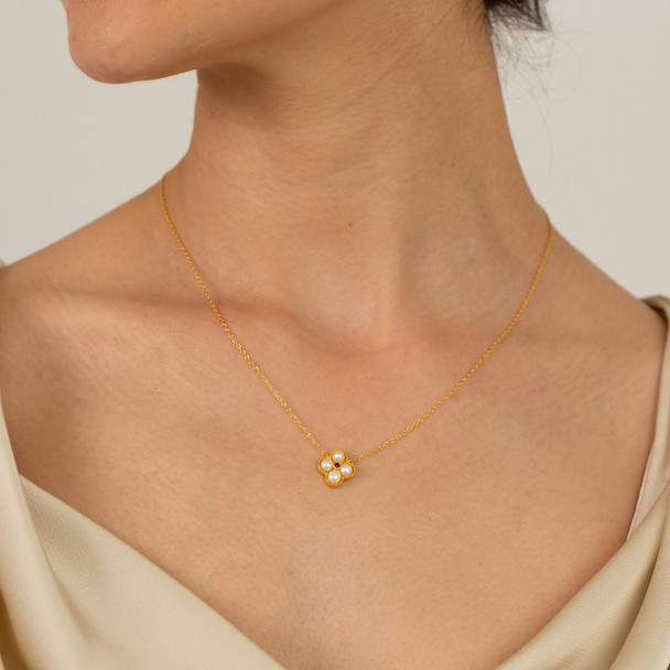 Floral Pearl 18k Gold Plated Necklace