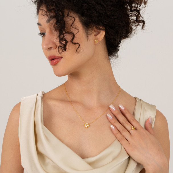 Floral Pearl 18k Gold Plated Necklace