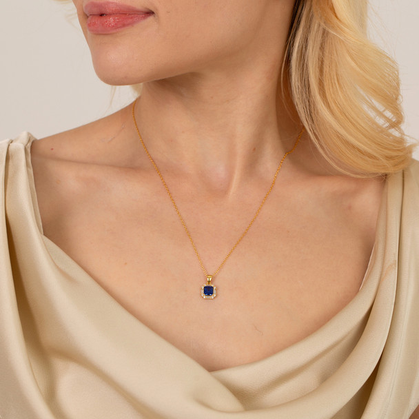 Blue Sapphire 18k Gold Plated Necklace