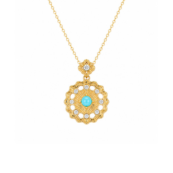 Blue Larimar 18k Gold Plated Necklace