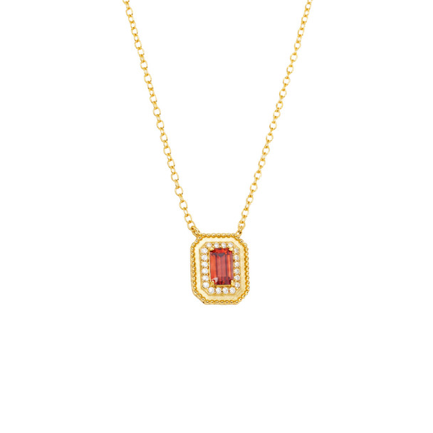 Mary II Garnet Orb 18k Gold Plated Necklace