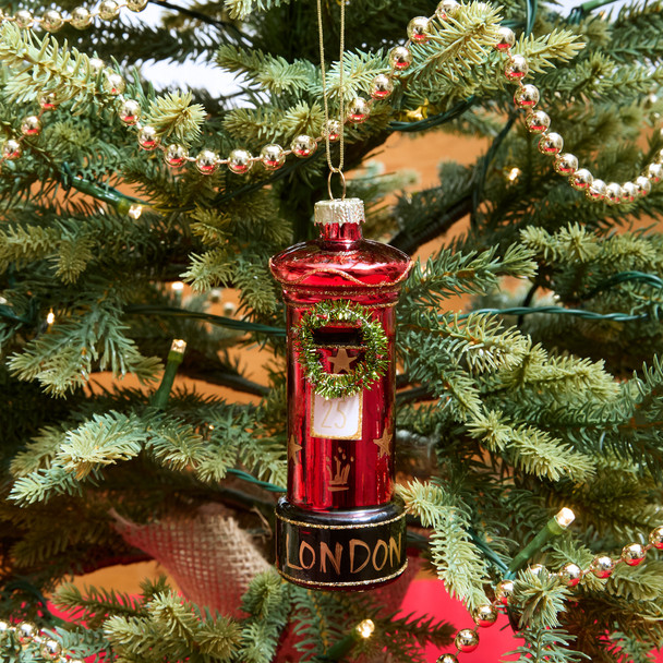 Red British Post Box Glass Christmas Decoration