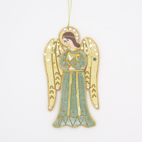 Velvet Angel Embroidered Christmas Decoration