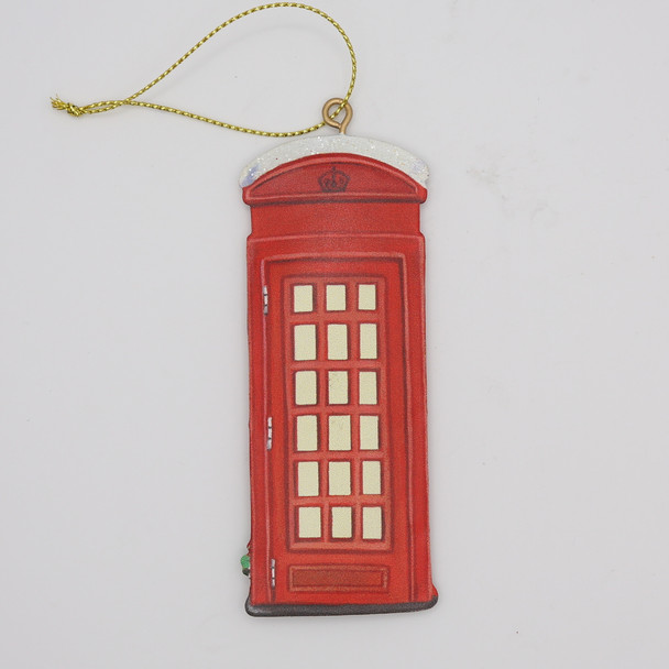 Tin London Telephone Box Christmas Decoration