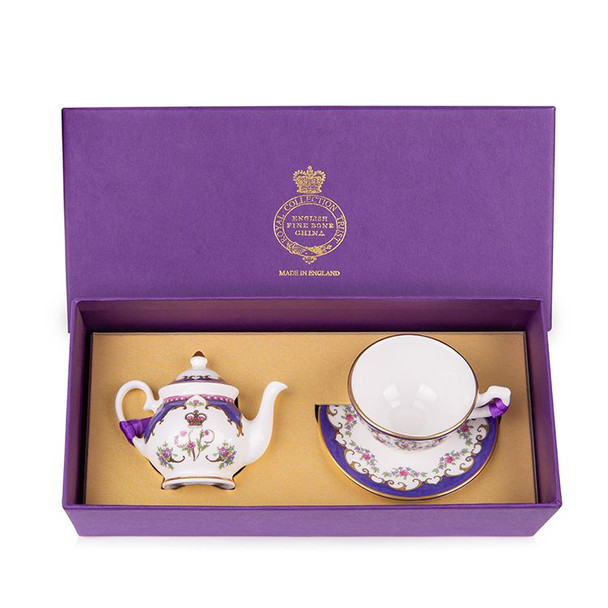 Queen Victoria Miniature Tea Cup and Tea Pot Decoration Set