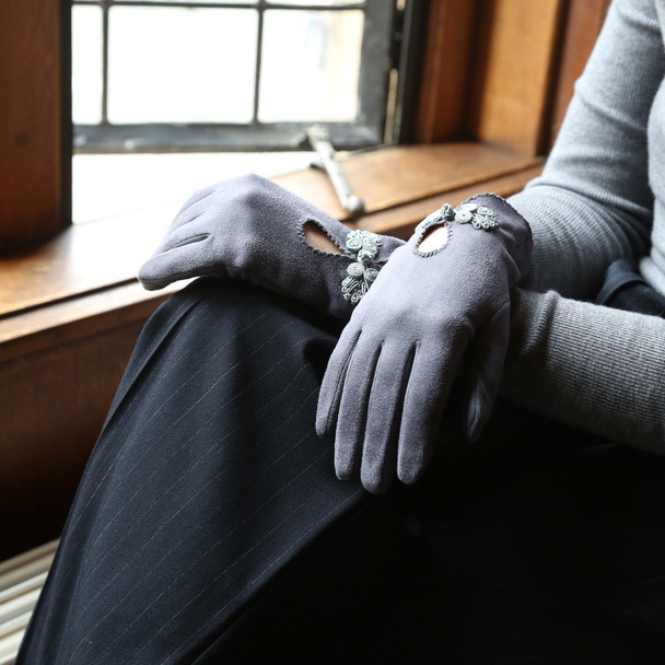 Suki Faux Suede Slate Gloves