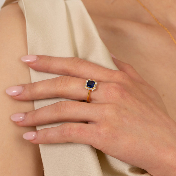 Blue Sapphire 18k Gold Plated Ring