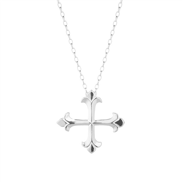 Large Patonce Cross Silver Necklace
