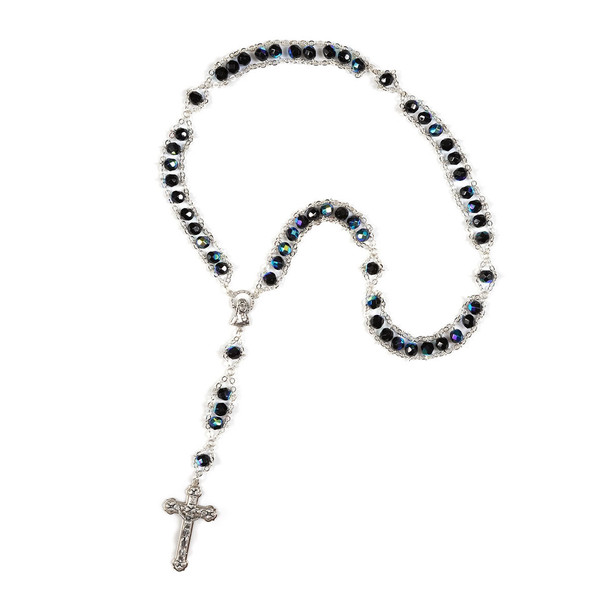 Black Crystal Bead Rosary