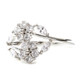 Double Flower Silver Tone Ring with Cubic Zirconia