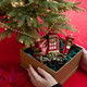 Glass London Phone Box with Wreath Decoration