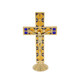 Standing Gold and Blue Glass Cross