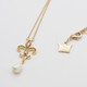 Fleur de Lys Drop Necklace with Faux Pearl