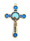 Blue Stained Glass Hanging Cross