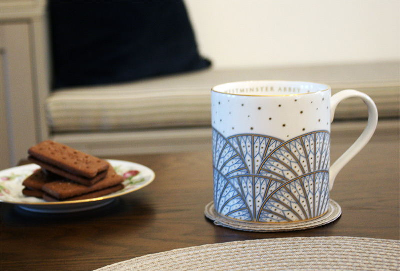 A fine bone china mug with Westminster Abbey's Quire Ceiling on