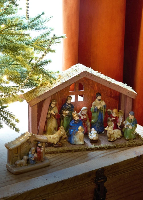 A nativity Christmas set in a home setting