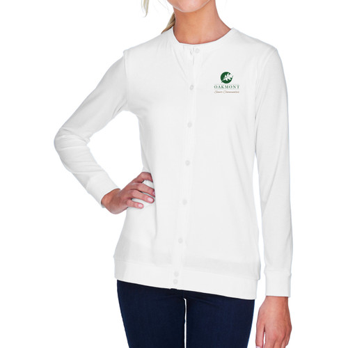 Oakmont Devon & Jones Ladies Perfect Fit Ribbon Cardigan