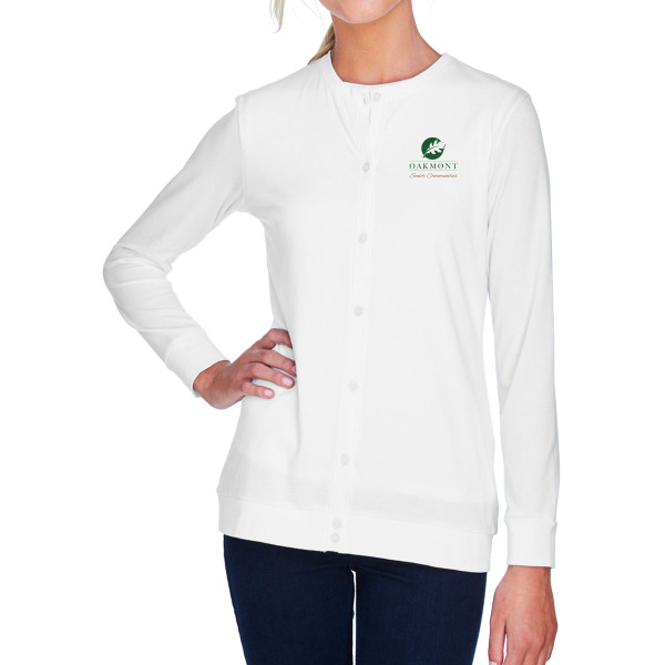 Oakmont Devon & Jones Ladies Perfect Fit Ribbon Cardigan